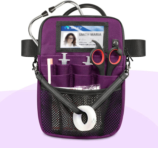 Nurse Fanny Pack with Tape Holder, Multi Compartment Medical Gear Pocket Belt Bag Nursing Organizer Pouch | Utility Waist Pack for Stethoscopes, Bandage Scissors Other Medical Supplies, Purple
