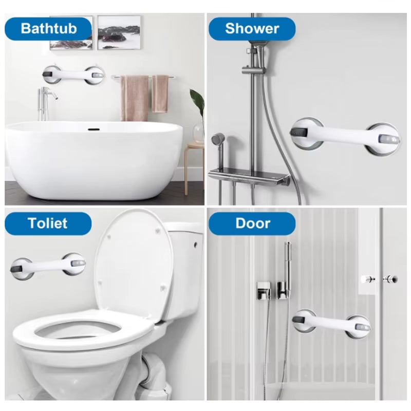 Dual Locking Suction Cup Anti-Slip Shower Safety Handle Toilet Grab Bar for Bathroom Support Elderly Balance Assist Handles