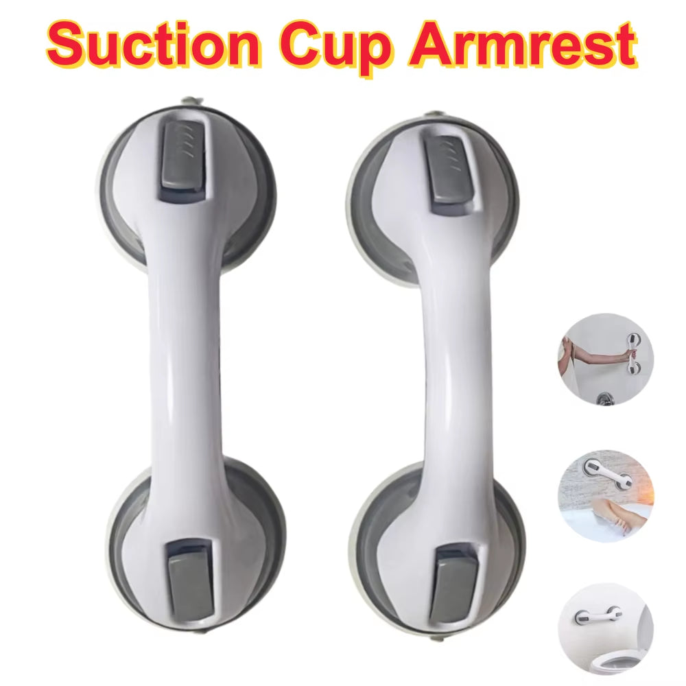 Dual Locking Suction Cup Anti-Slip Shower Safety Handle Toilet Grab Bar for Bathroom Support Elderly Balance Assist Handles