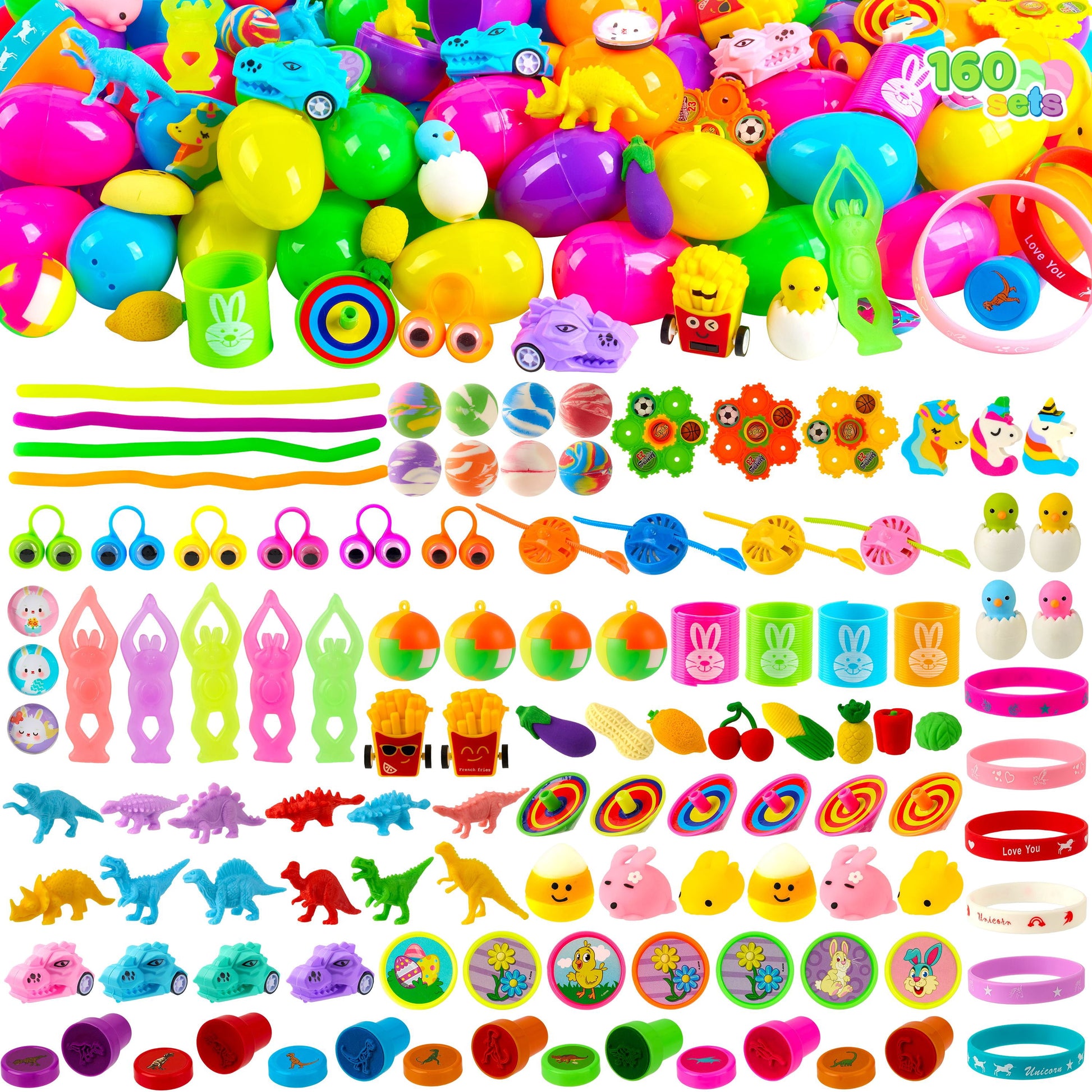160 Packs Prefilled Easter Eggs with Assorted Toys,Easter Egg Bulk for Kids,Easter Eggs Hunt Events,Basket Stuffers Fillers,Classroom Prize Supplies