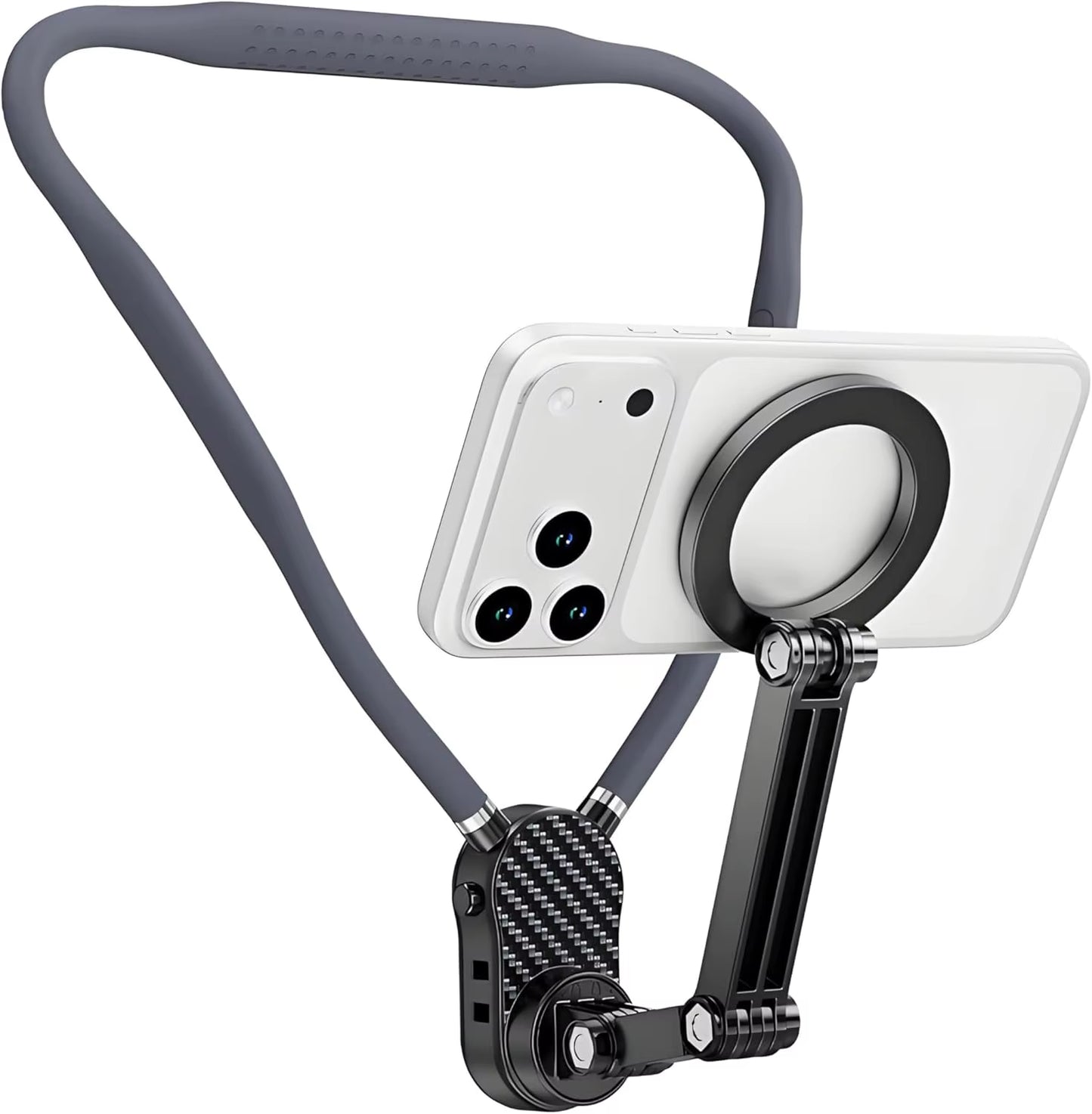 Magnetic Neck Phone Holder, Pov/Vlog Recording Selfie Hand Free Neck Mount, Cooking/Riding Video Fliming, Anti-Shake Chest Strap