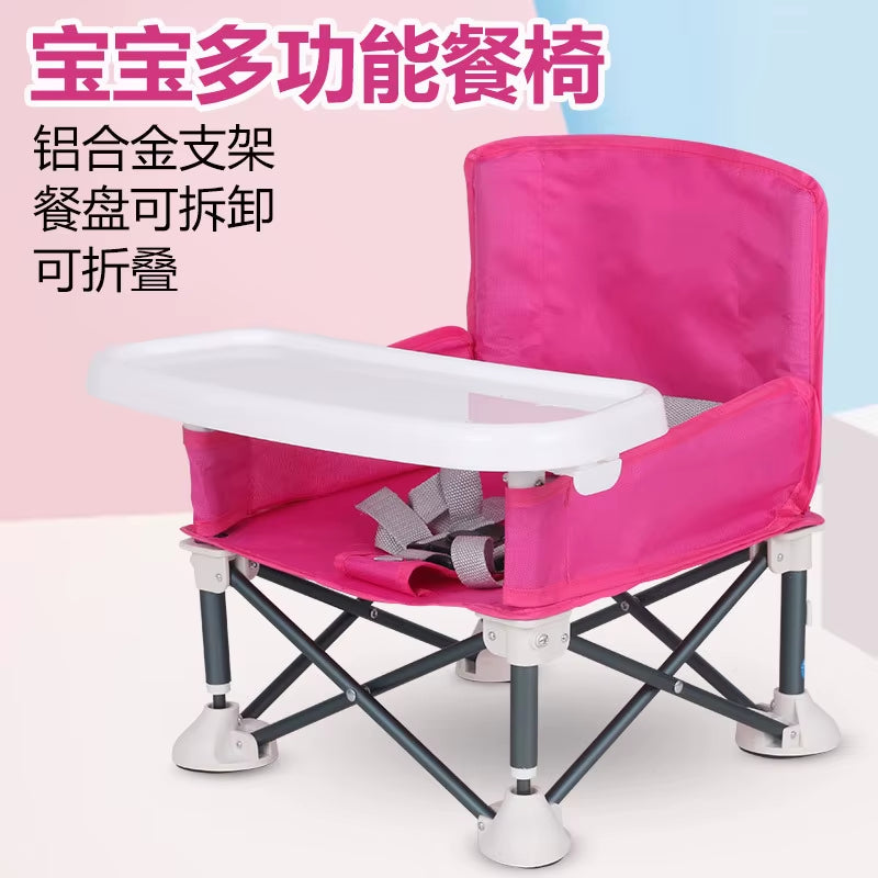 Portable Foldable Baby High Chair: Adjustable Toddler Dining Seat with Belt for Home & Restaurants