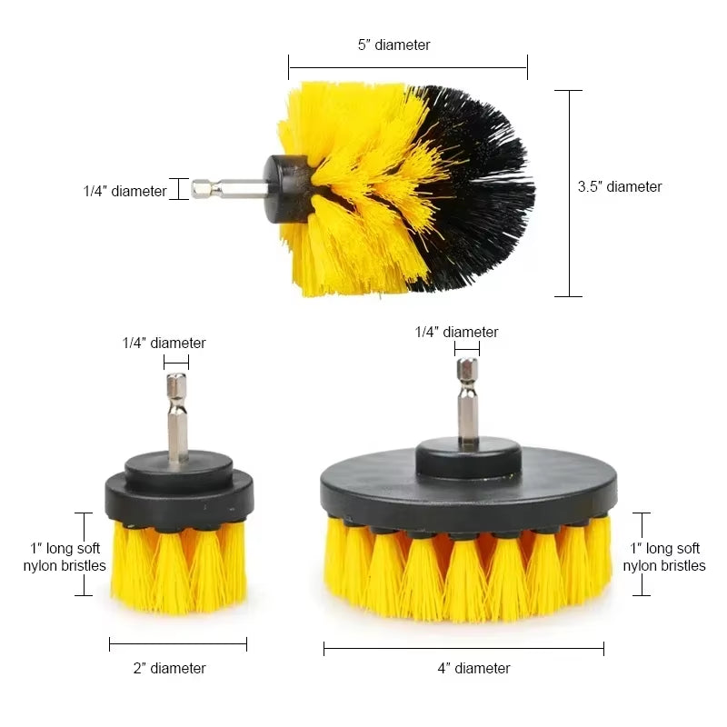 2/3.5/4/5'' Electric Scrubber Brush Drill Brush Kit Plastic round Cleaning Brush Tool for Carpet Glass Car Tires Nylon Brushes