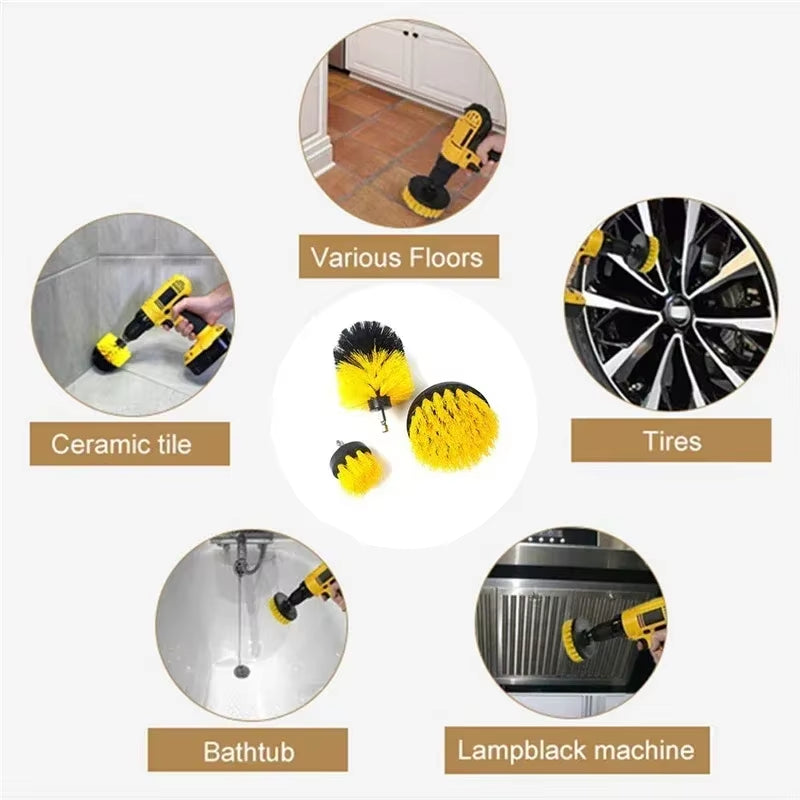 2/3.5/4/5'' Electric Scrubber Brush Drill Brush Kit Plastic round Cleaning Brush Tool for Carpet Glass Car Tires Nylon Brushes