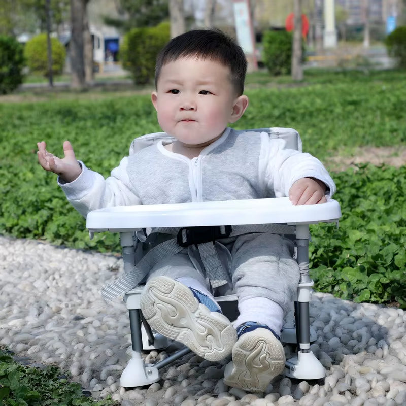 Portable Foldable Baby High Chair: Adjustable Toddler Dining Seat with Belt for Home & Restaurants